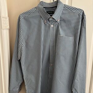 Orvis Men's Casual Blue Plaid Shirt